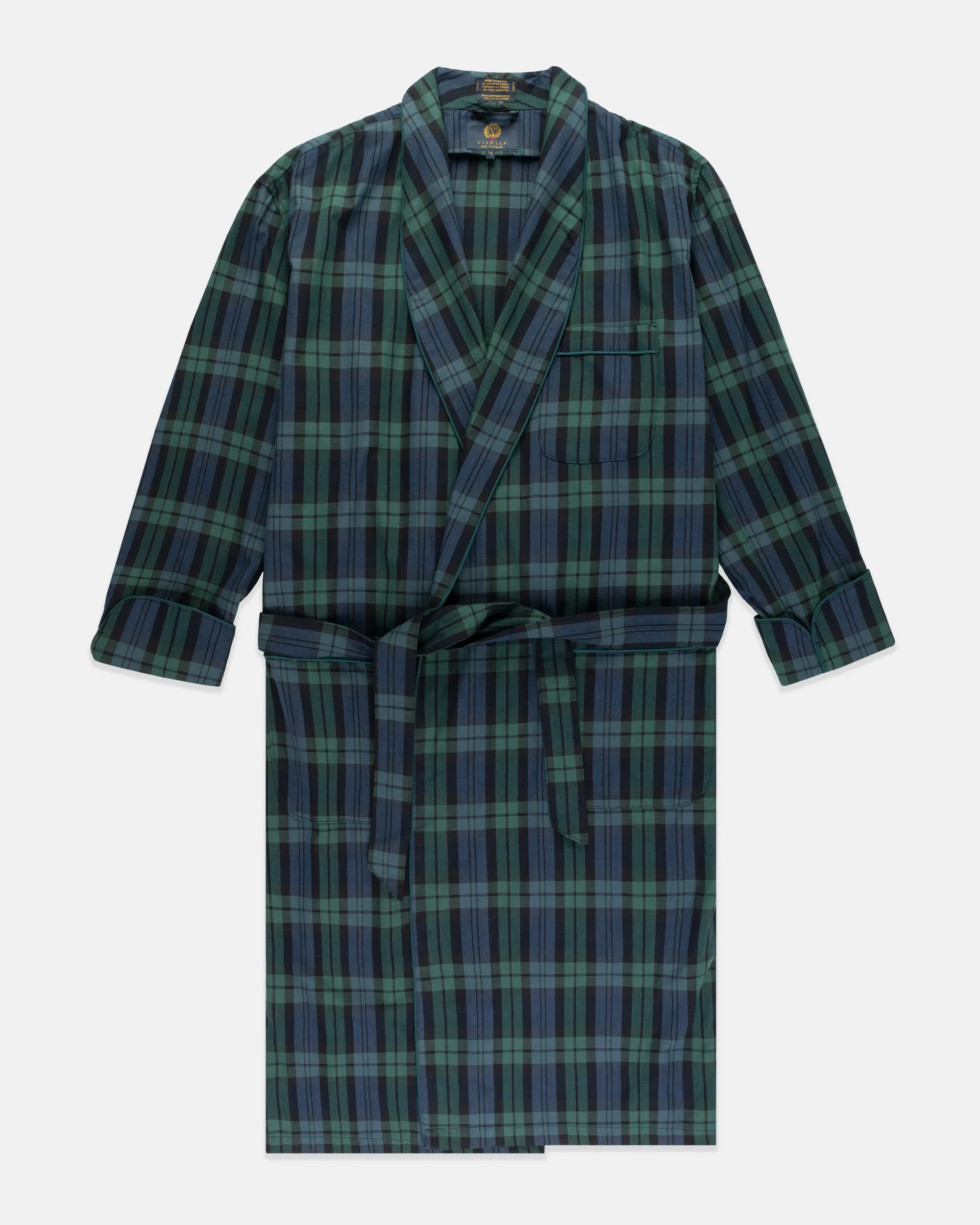 Made-in-Canada Viyella Blackwatch Tartan Robe sold by J. Press