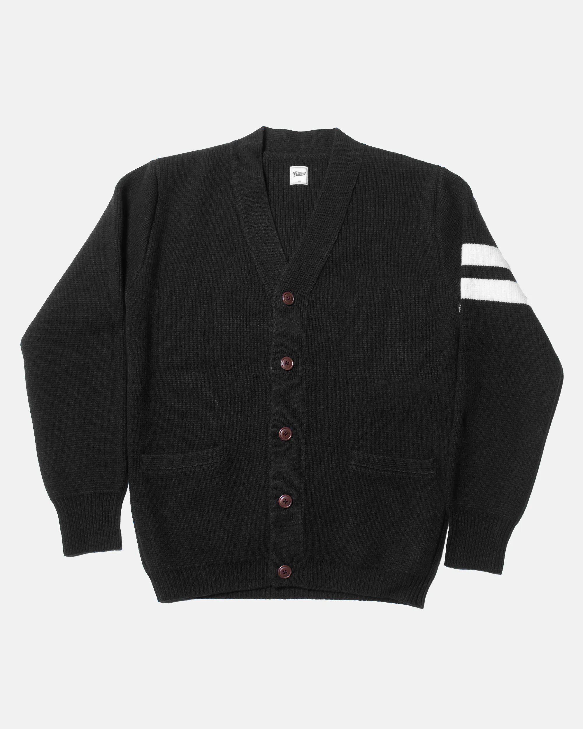 Charcoal Wool Varsity Cardigan - Trim Fit sold by J. Press