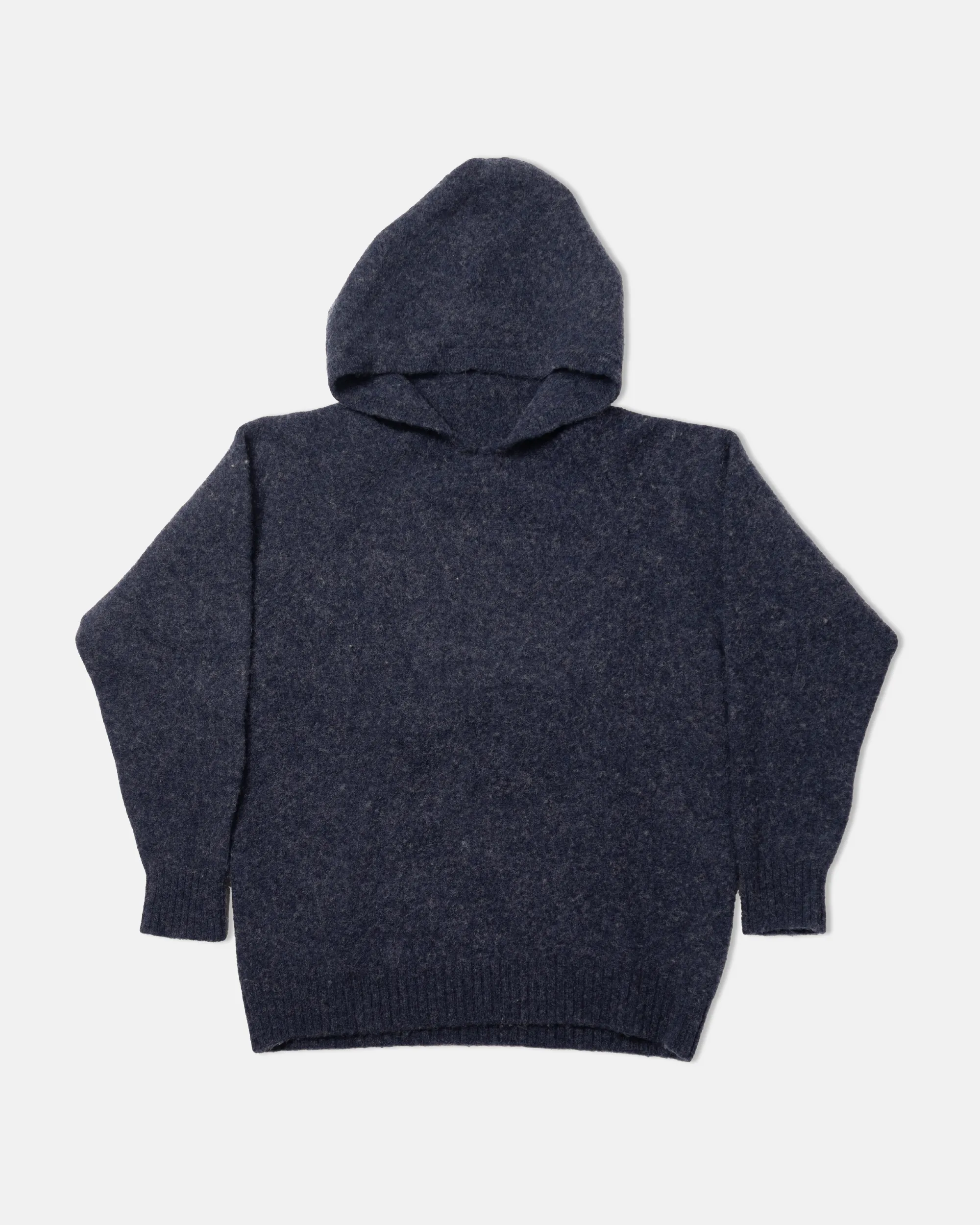 Made-in-Scotland Dark Blue Marl Shaggy Dog Hoodie - Trim Fit sold by J. Press