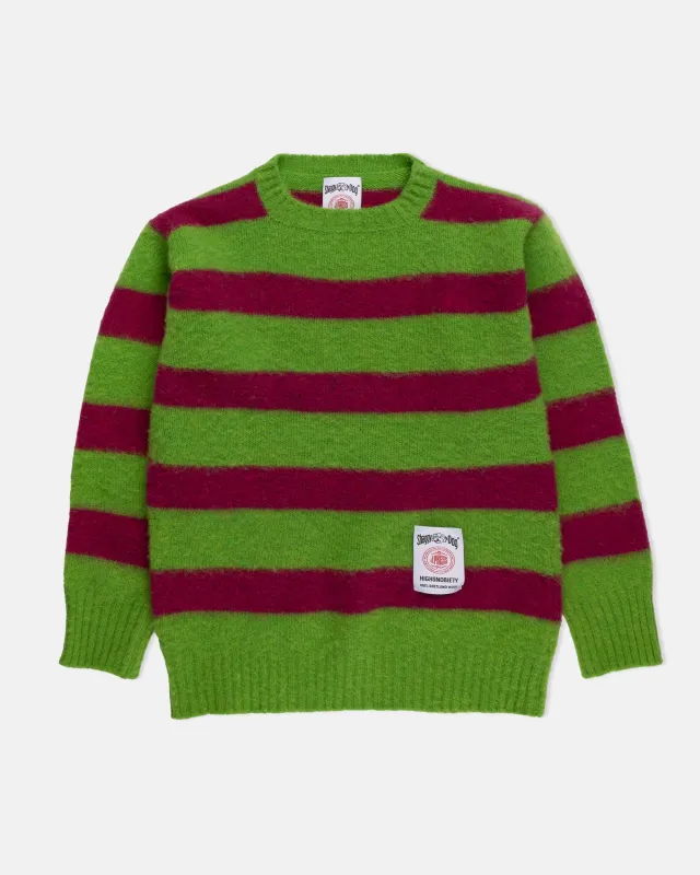 Made-in-Scotland Apple Green Stripe Shaggy Dog Sweater sold by J. Press