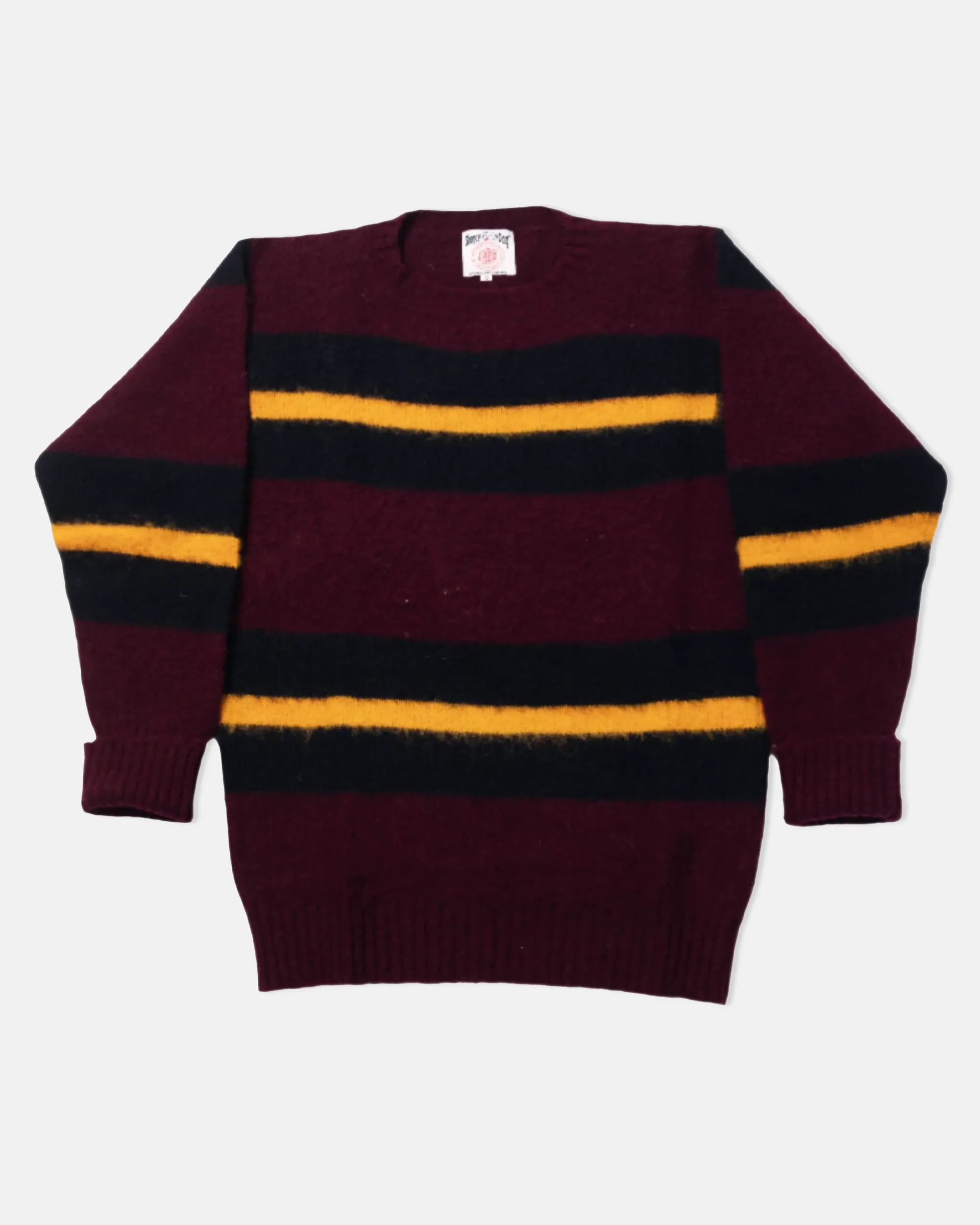 Made-in-Scotland Triple Stripe Shaggy Dog Sweater sold by J. Press