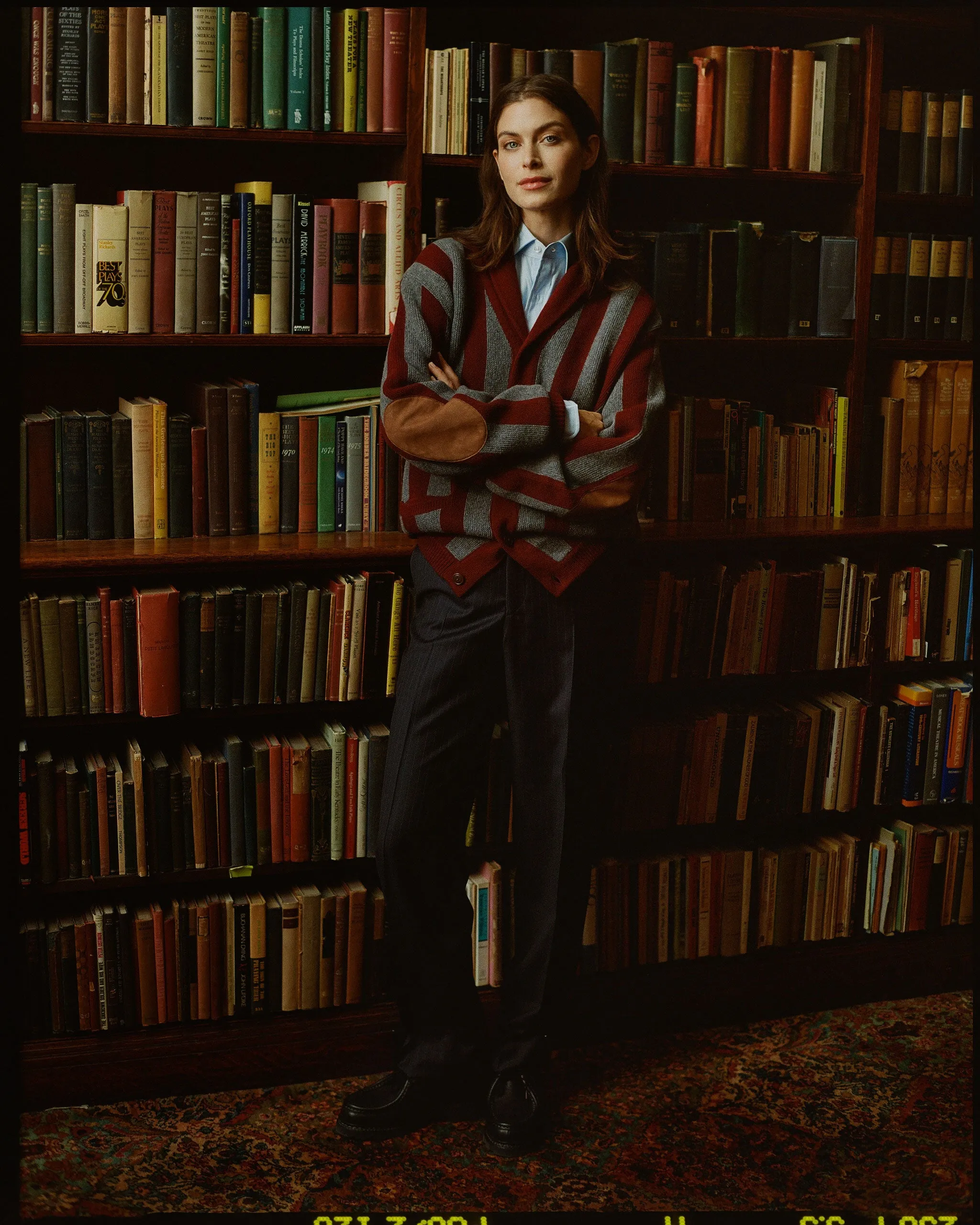 Burgundy & Grey Striped Varsity-Style Cotton Cardigan - Trim Fit sold by J. Press product image thumbnail 4