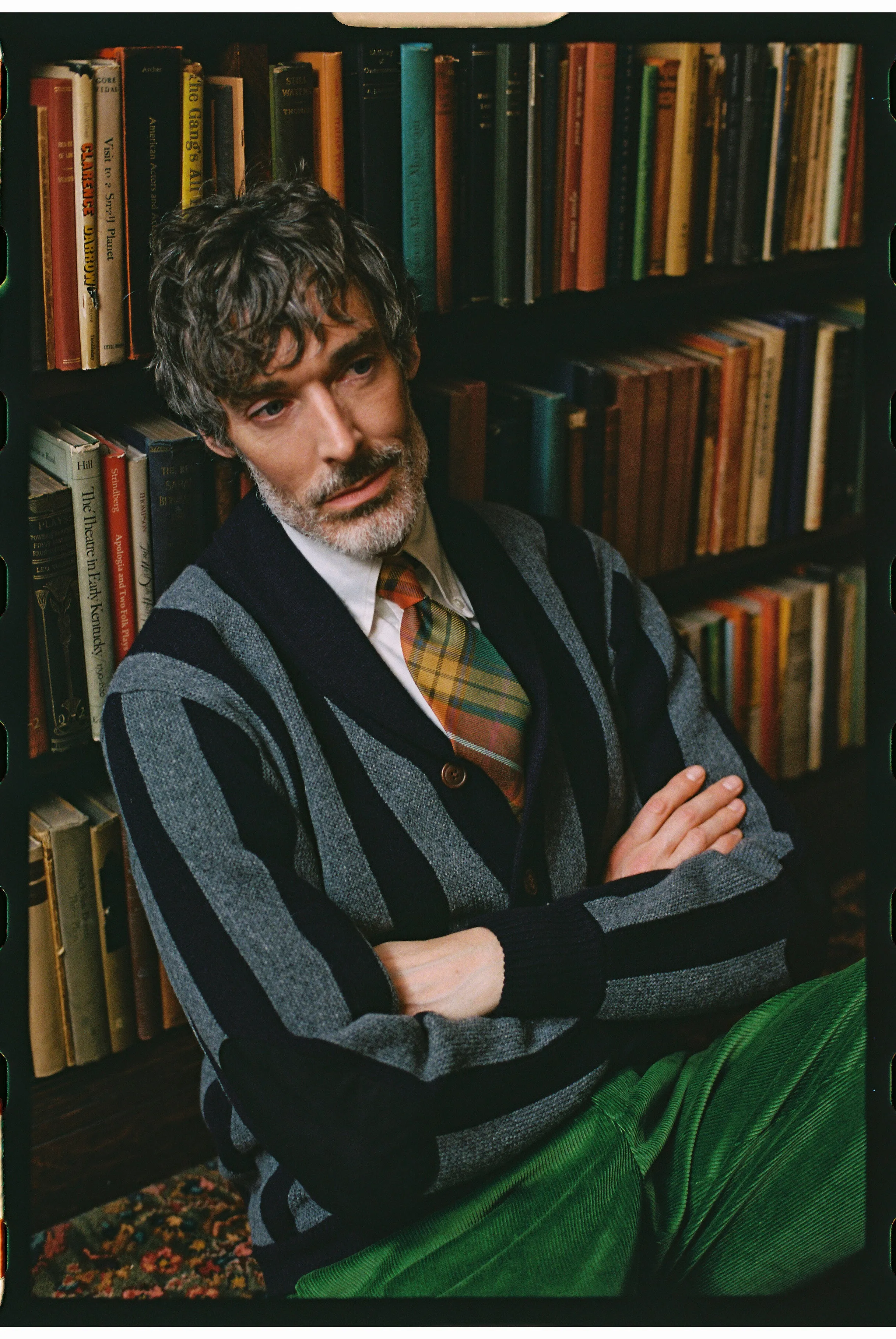 Navy & Grey Striped Varsity-Style Cotton Cardigan - Trim Fit sold by J. Press product image thumbnail 3