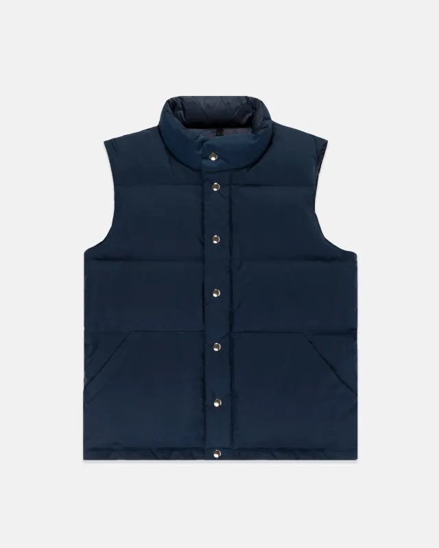 Made-in-USA Navy Crescent Down Works Italian Vest sold by J. Press