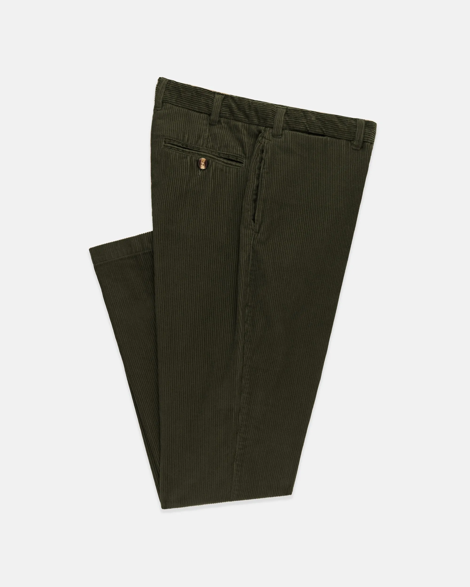 Solid Olive Wide Wale Corduroy Trouser - Trim Fit sold by J. Press