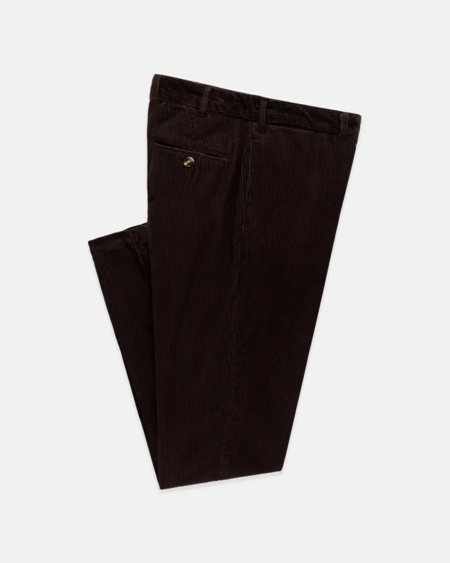 Brown Wide Wale Corduroy Trouser - Trim Fit sold by J. Press