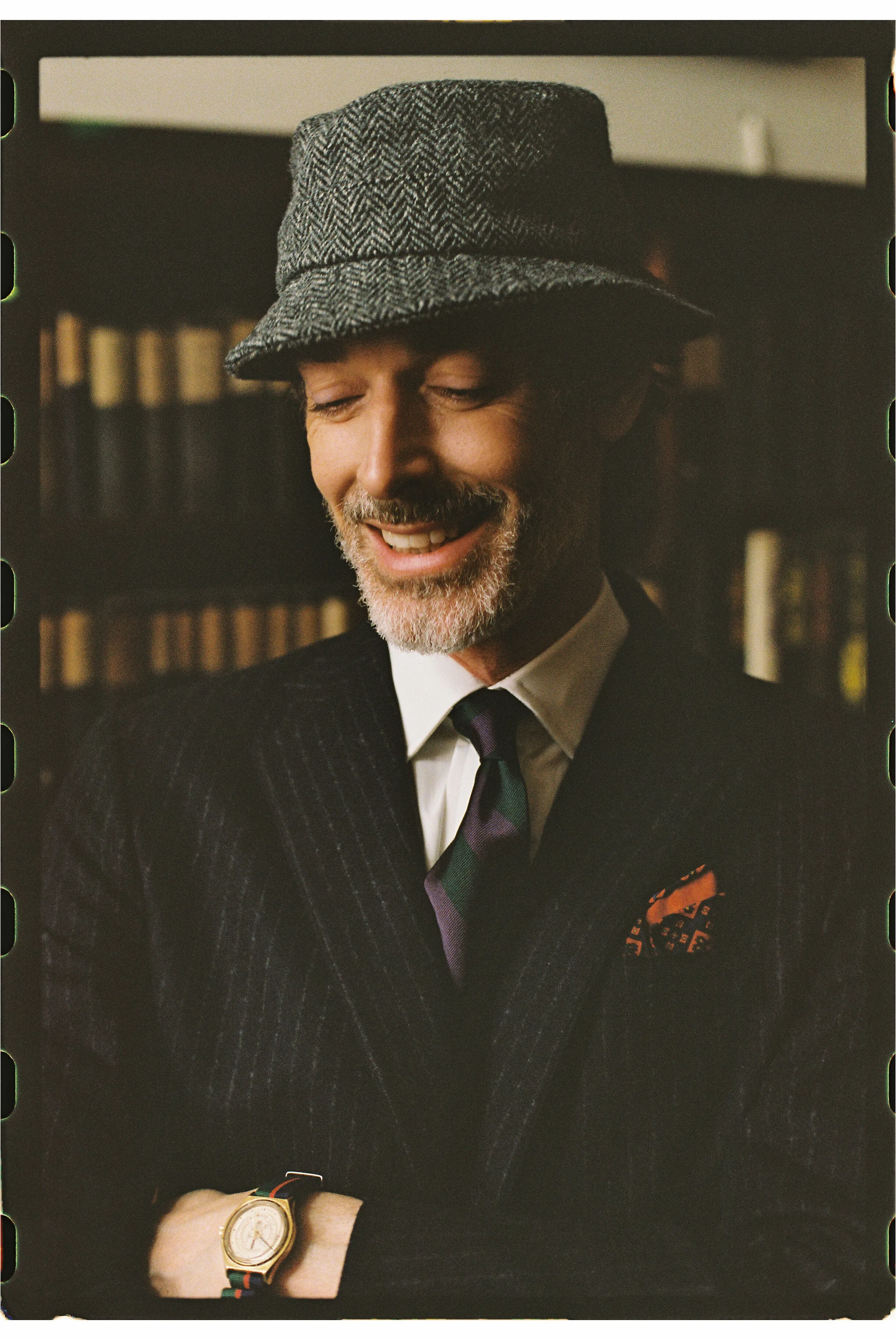 Made-in-Italy Grey Herringbone Harris Tweed Bucket Hat sold by J. Press product image thumbnail 2