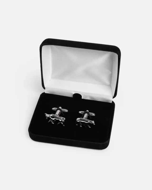 Made-in-USA Bull and Bear Silver Finish Cufflinks sold by J. Press