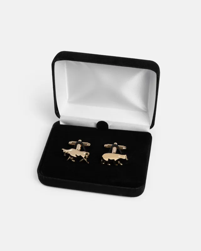 Made-in-USA Bull and Bear Gold Finish Cufflinks sold by J. Press