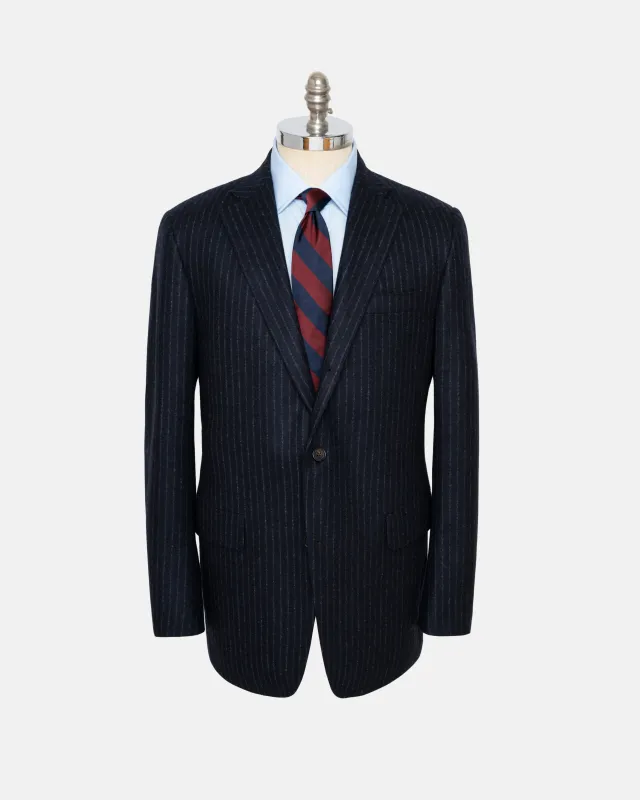 Made-in-USA Navy Chalkstripe Fox Flannel Suit sold by J. Press