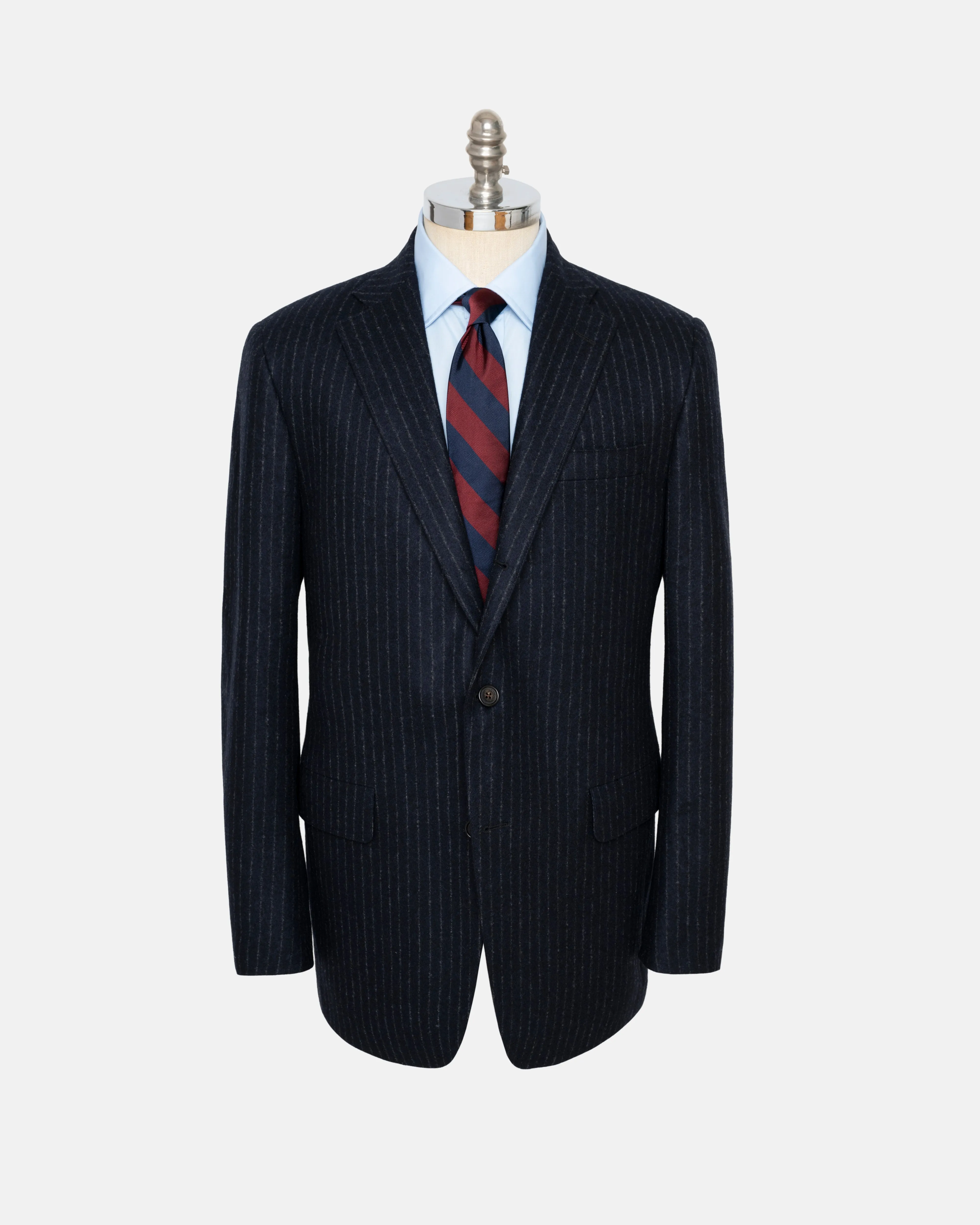 Made-in-USA Navy Chalkstripe Fox Flannel Suit sold by J. Press