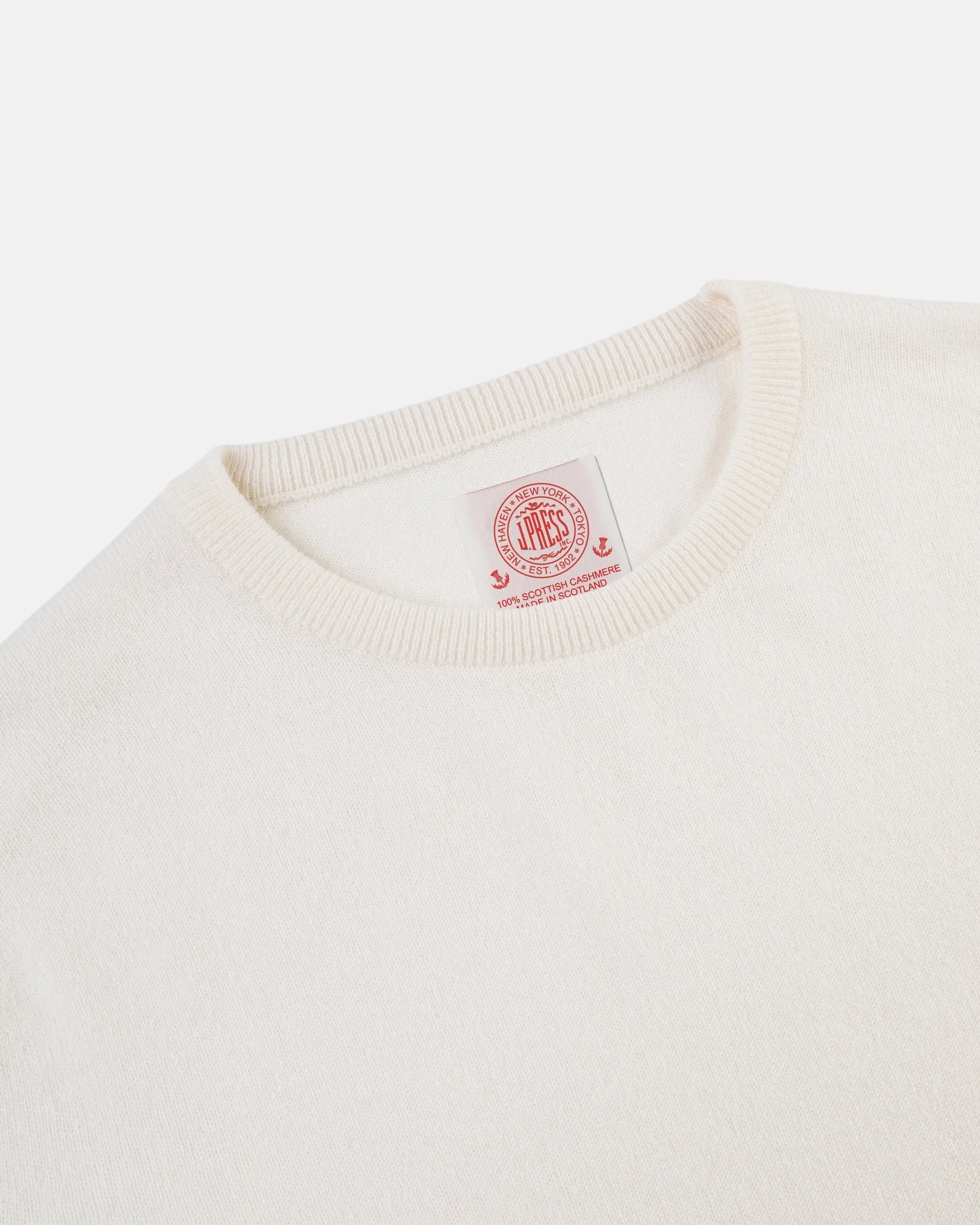 Made-in-Scotland White Cashmere Crewneck Sweater sold by J. Press product image thumbnail 4
