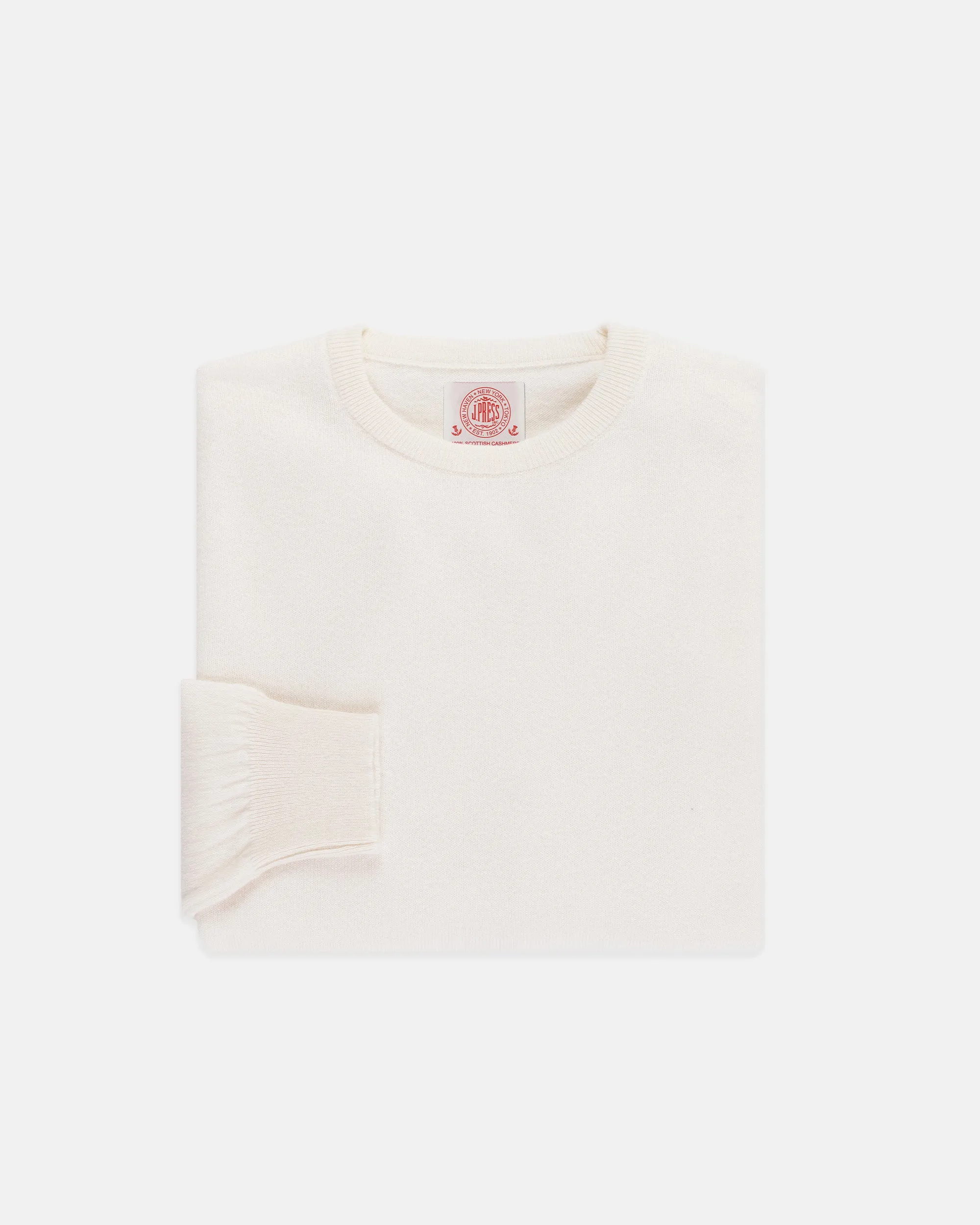 Made-in-Scotland White Cashmere Crewneck Sweater sold by J. Press