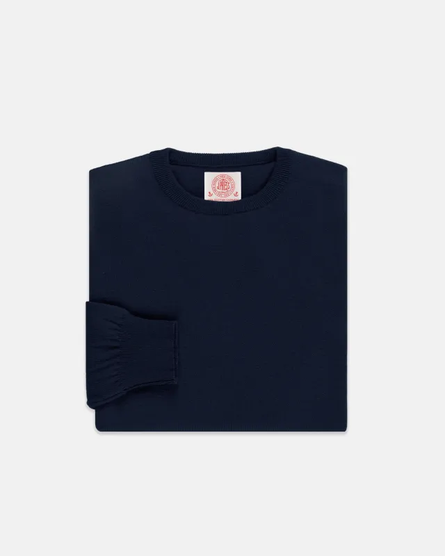 Made-in-Scotland Navy Cashmere Crewneck Sweater sold by J. Press