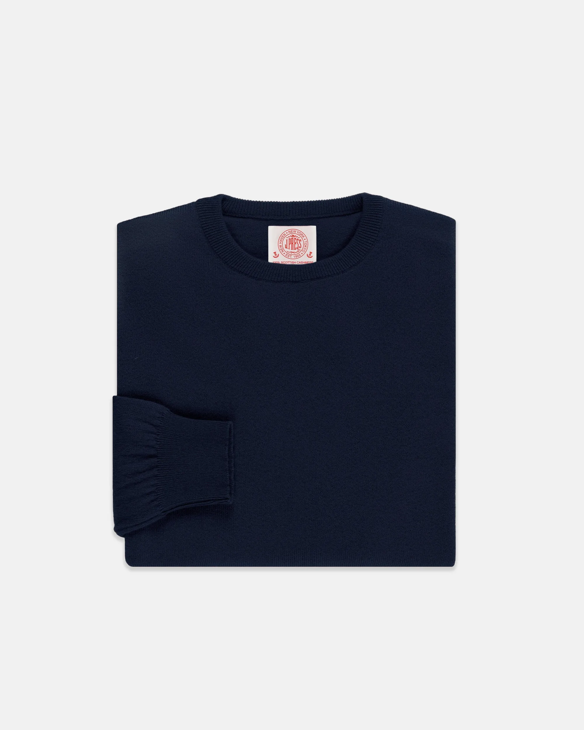 Made-in-Scotland Navy Cashmere Crewneck Sweater sold by J. Press
