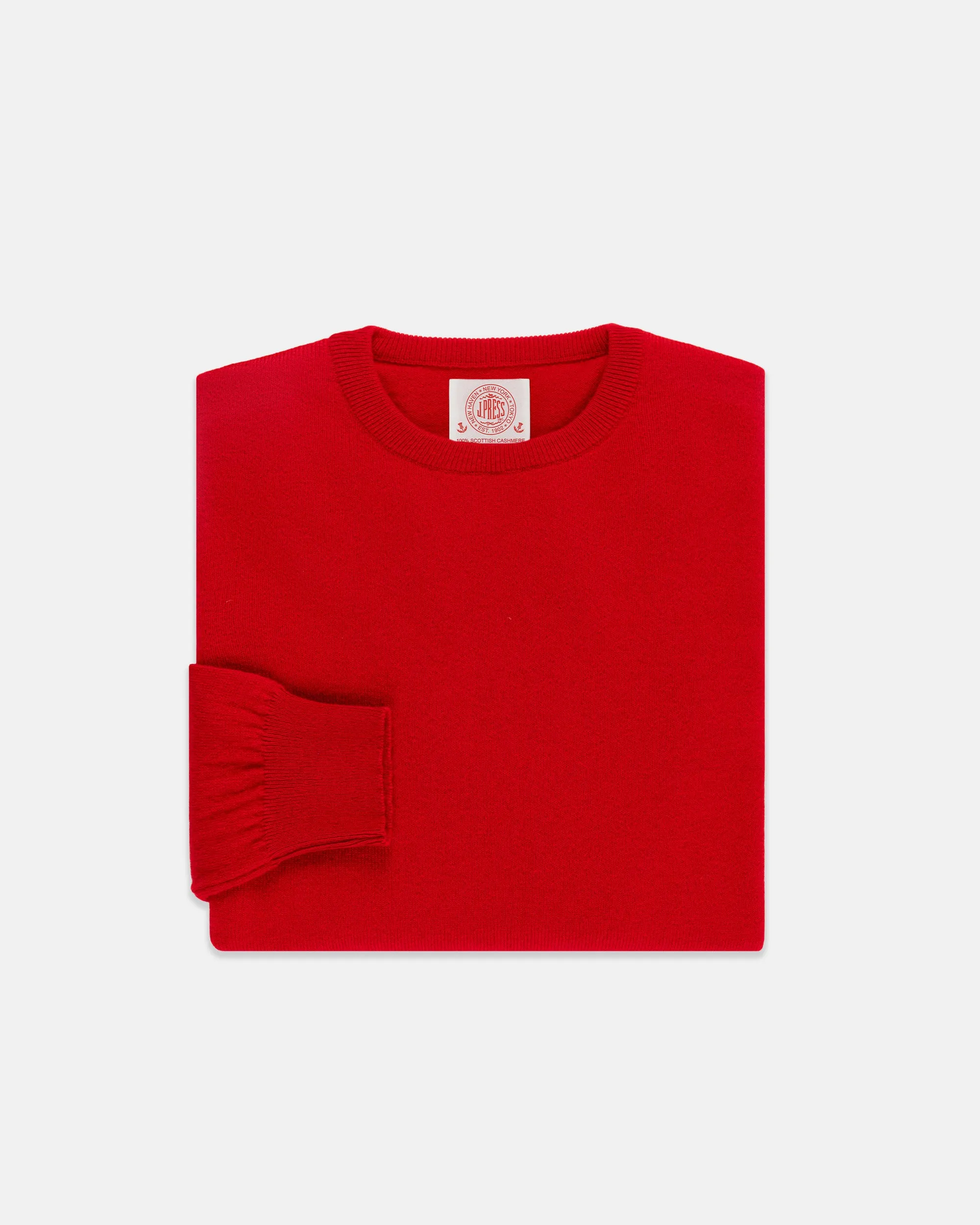 Made-in-Scotland Red Cashmere Crewneck Sweater sold by J. Press