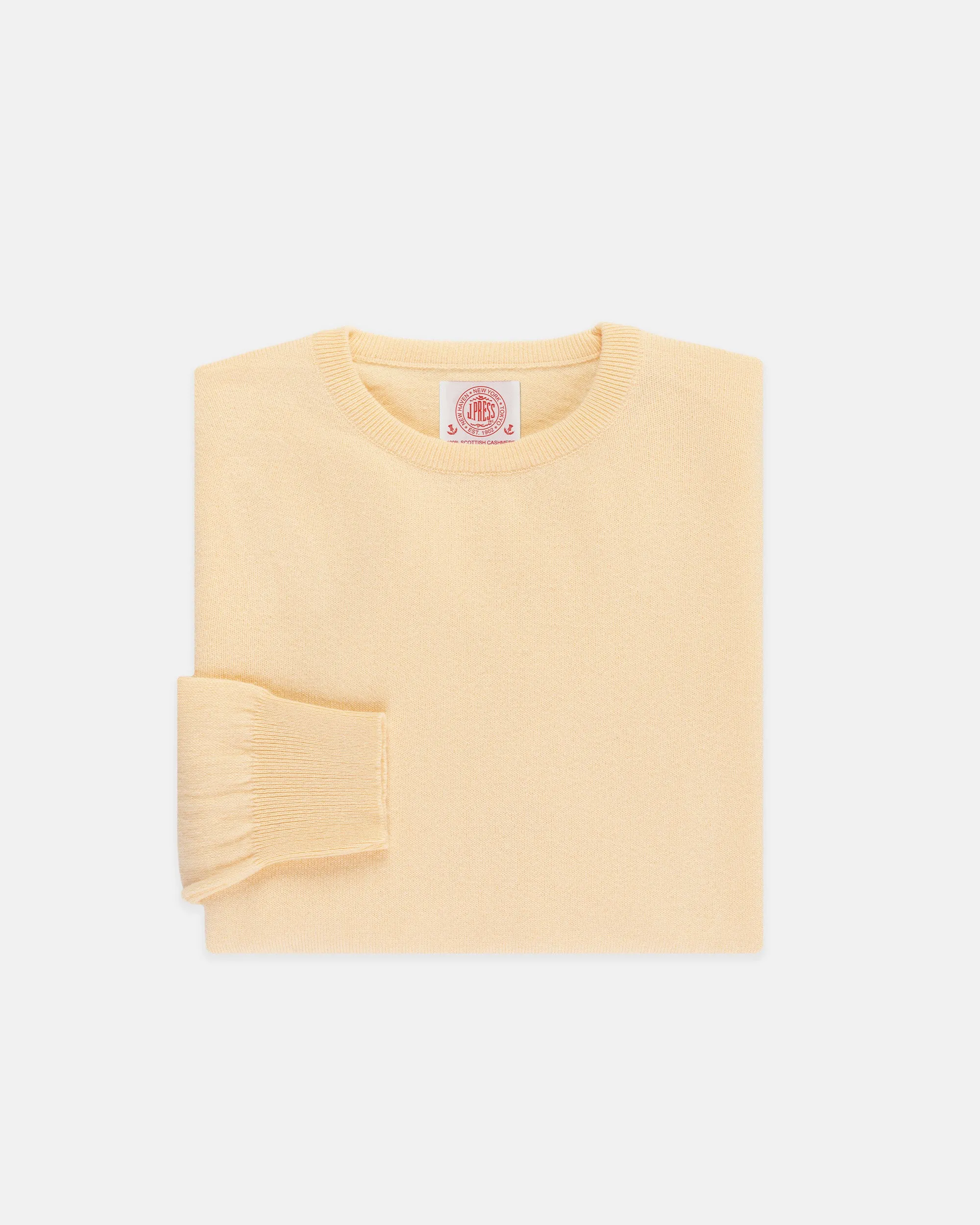 Made-in-Scotland Yellow Cashmere Crewneck Sweater sold by J. Press
