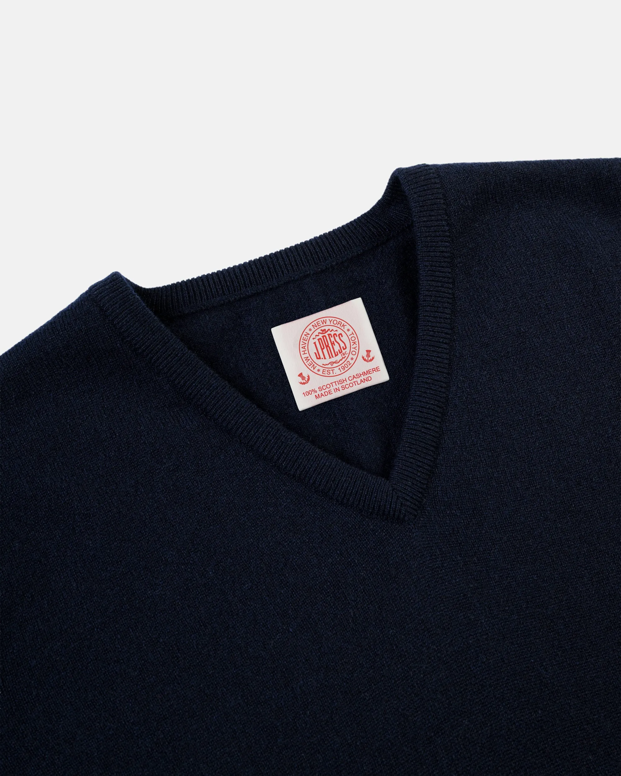 Made-in-Scotland Navy Cashmere V-neck Sweater sold by J. Press product image thumbnail 4