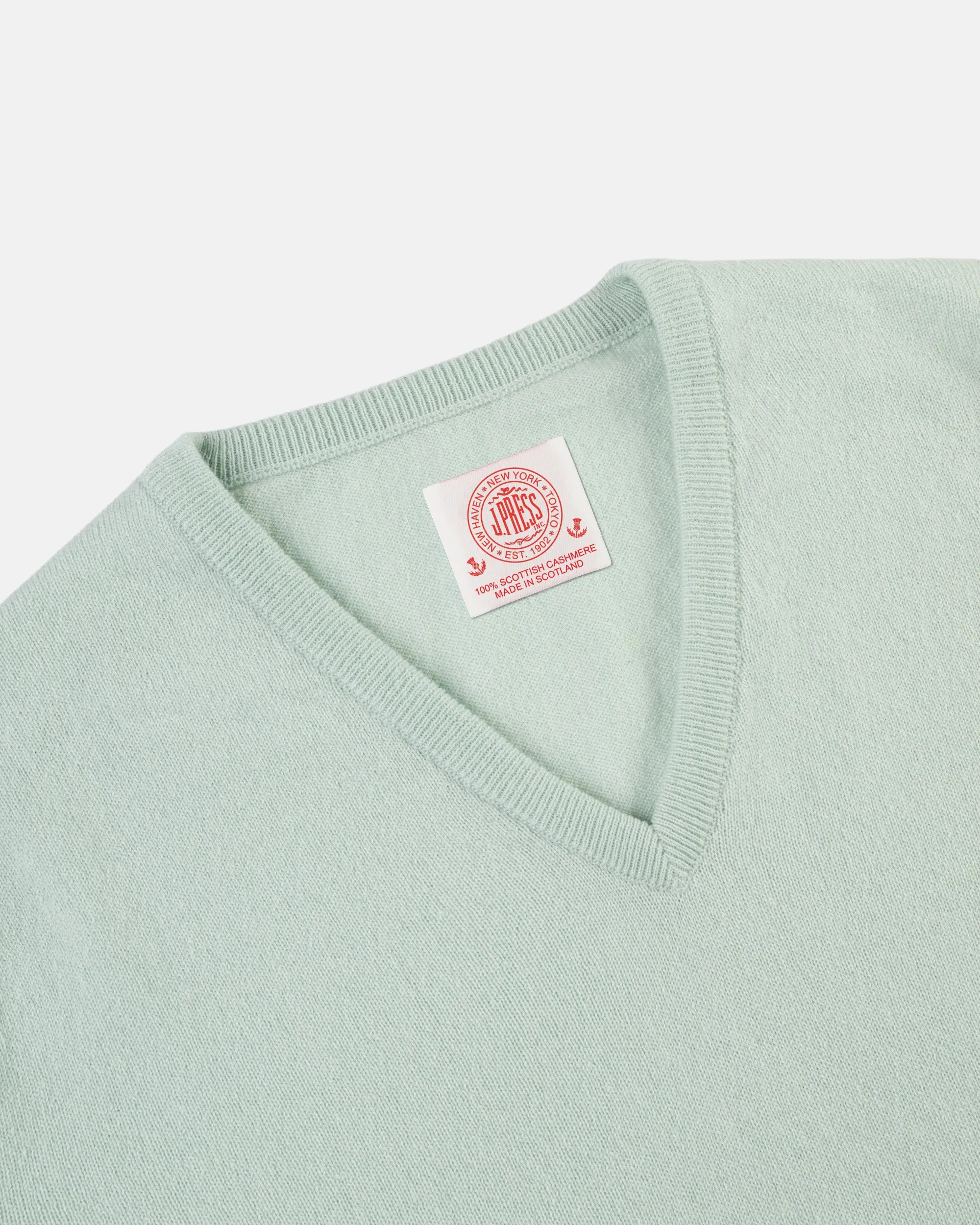 Made-in-Scotland Eton Blue Cashmere V-neck Sweater sold by J. Press product image thumbnail 4