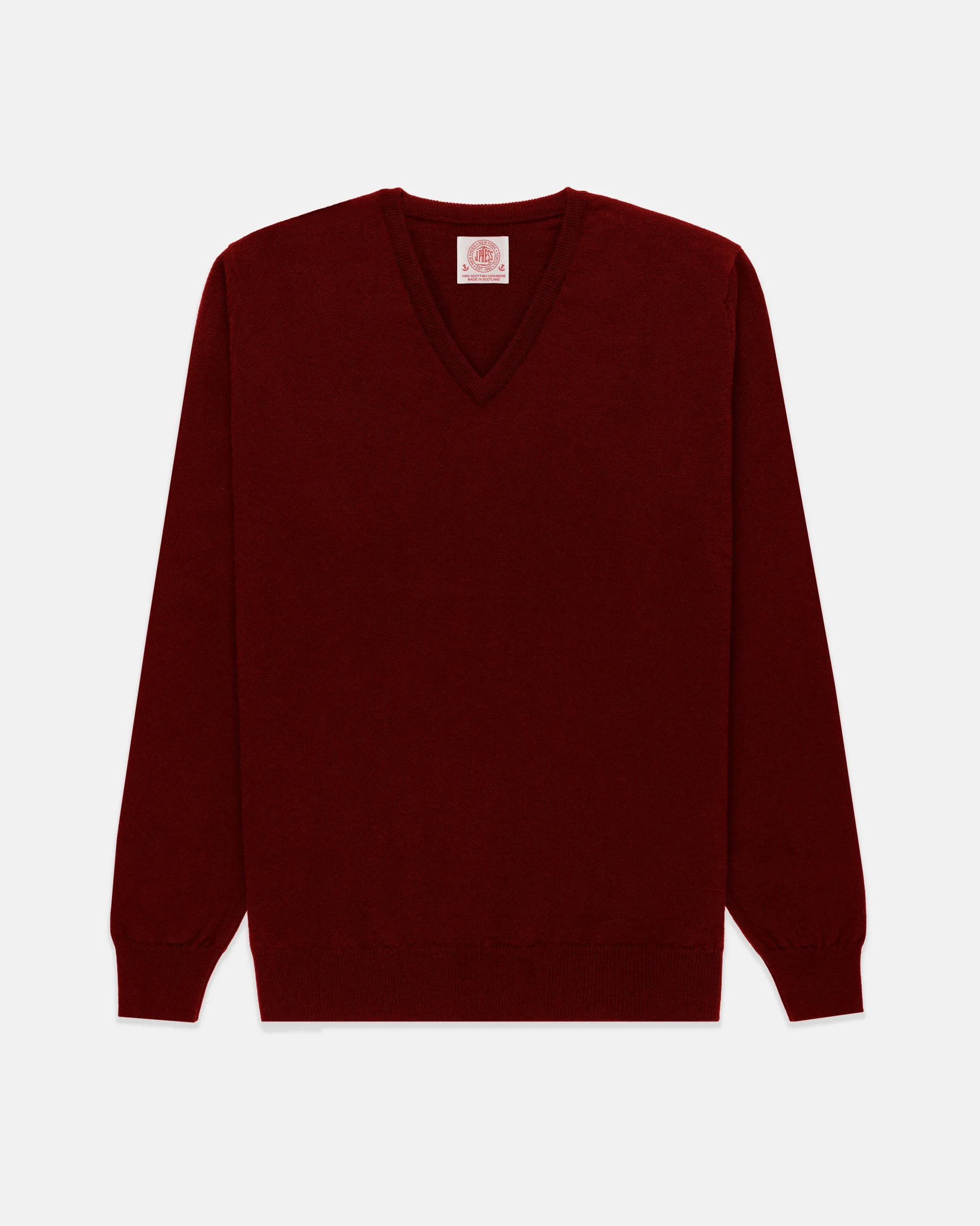 Made-in-Scotland Burgundy Cashmere V-neck Sweater sold by J. Press product image thumbnail 2