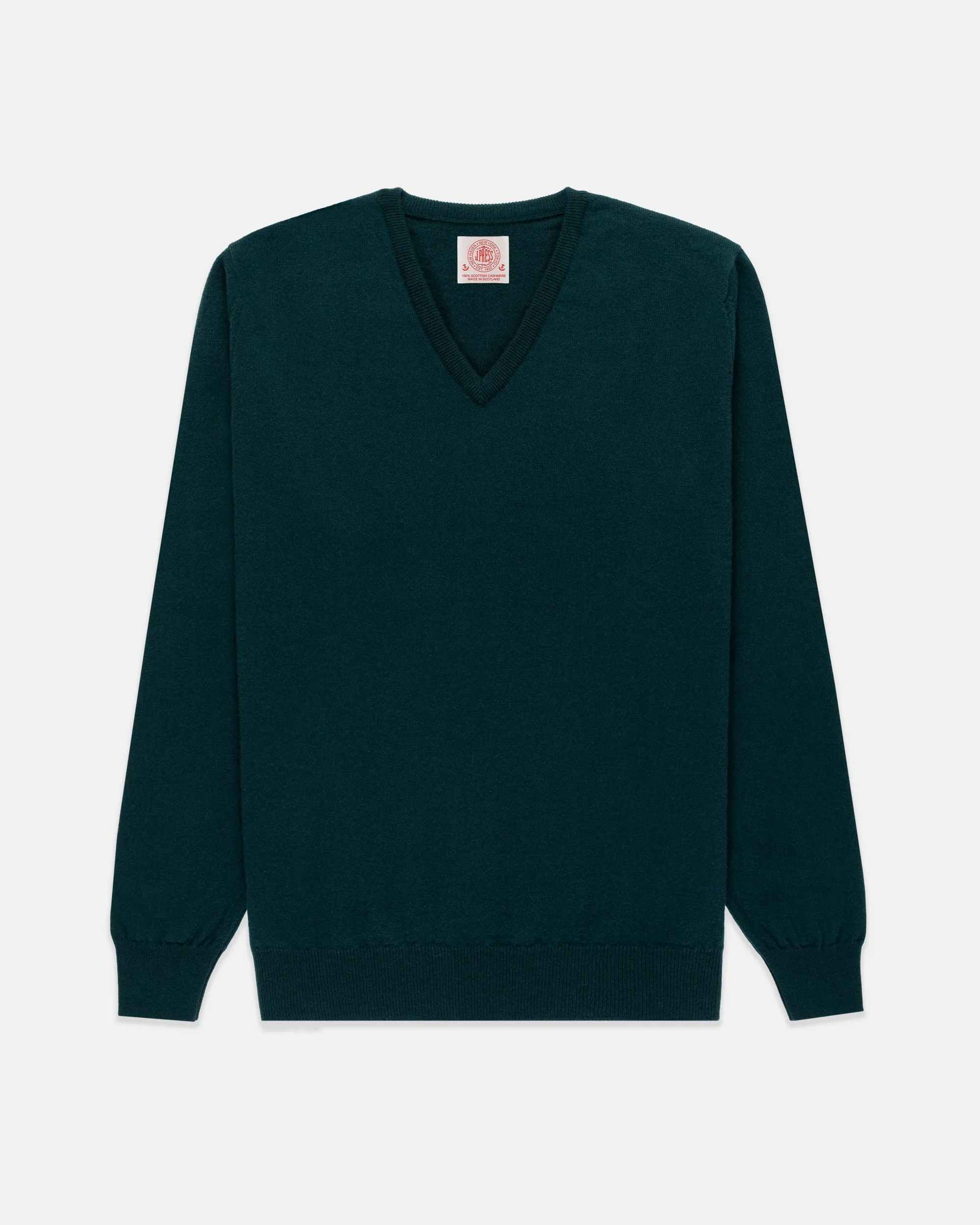 Made-in-Scotland Spruce Green Cashmere V-neck Sweater sold by J. Press product image thumbnail 2