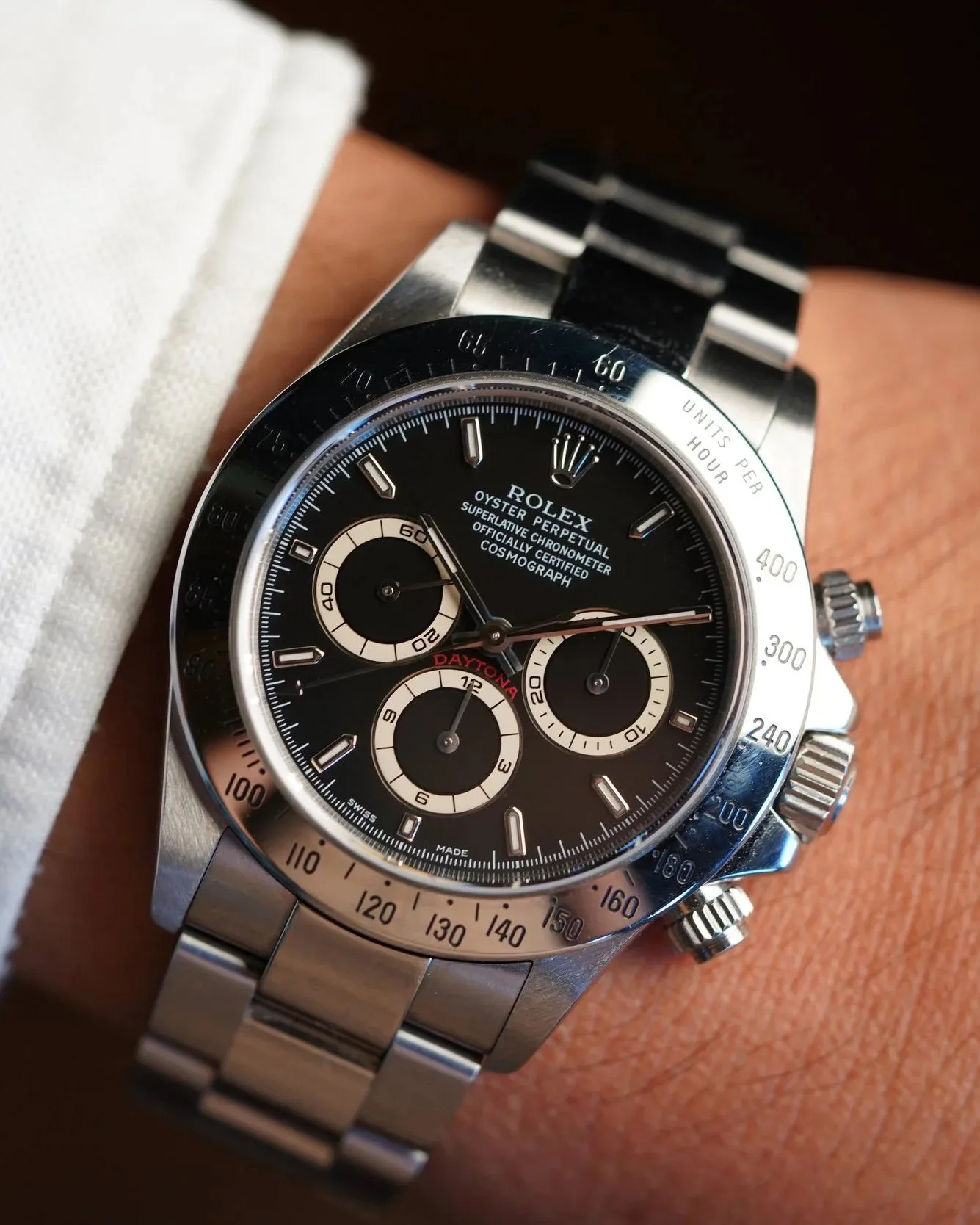Rolex Black Dial Zenith Daytona Reference 16520 P Serial Full Set Unpolished sold by J. Press