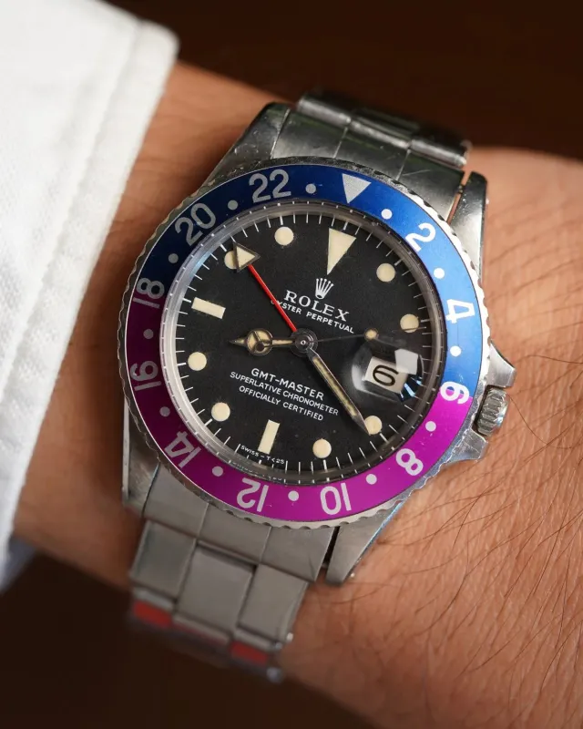 Rolex Fuchsia GMT-Master Ref 1675 Unpolished sold by J. Press