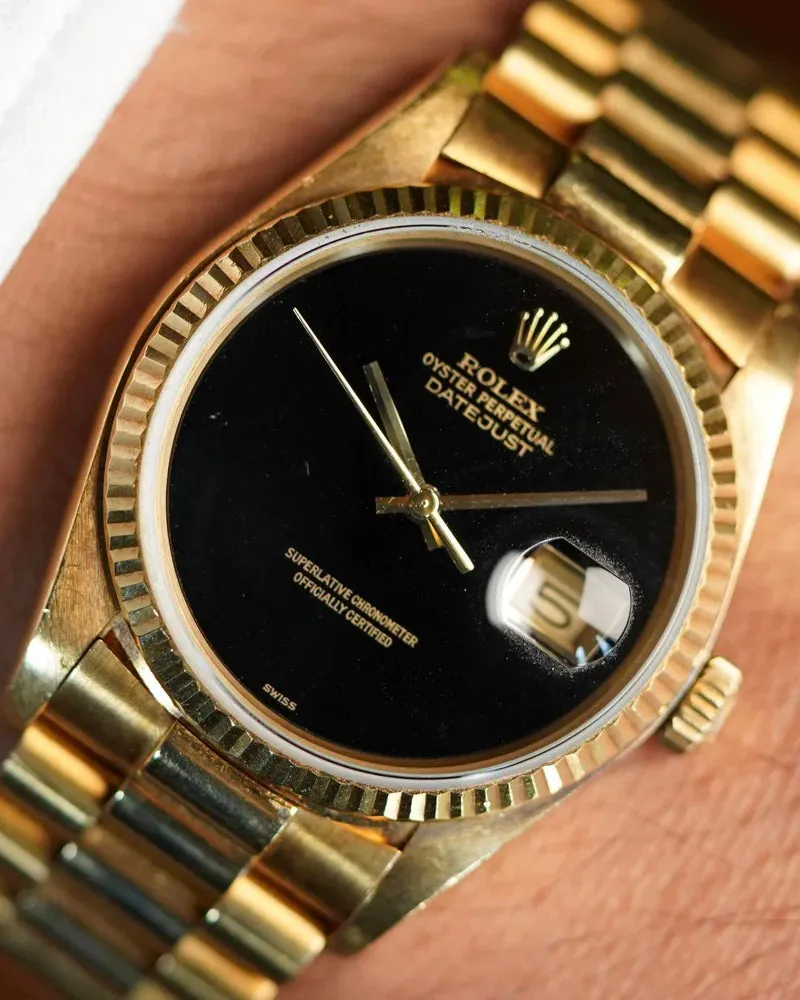 Rolex Onyx Datejust Reference 16018 in 18K Yellow Gold Unpolished sold by J. Press product image thumbnail 2
