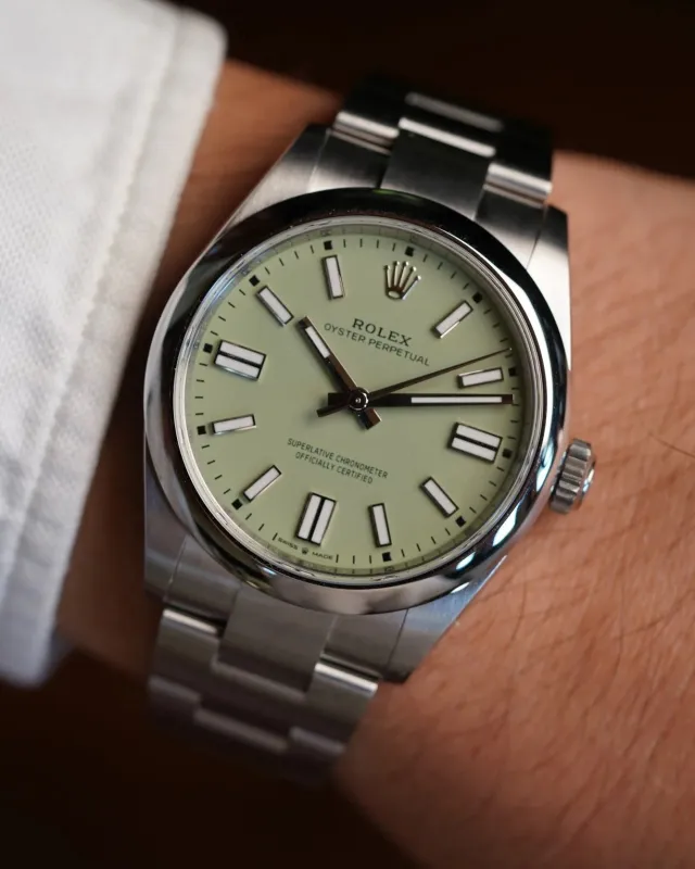 Rolex Pistachio 41MM Oyster Perpetual Ref 134300 Full Set Brand New sold by J. Press