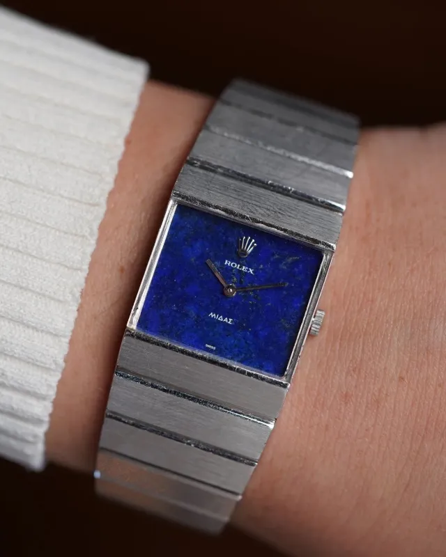 Rolex Lapis Lazuli Dial Midas Reference 4314 in 18K White Gold Unpolished sold by J. Press