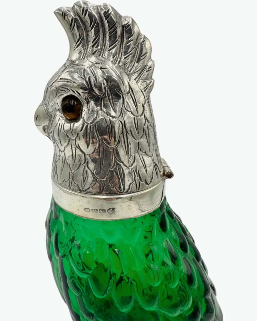 Vintage Novelty Parrot Claret Jug Decanter Green Glass Silverplate sold by J. Press product image thumbnail 4