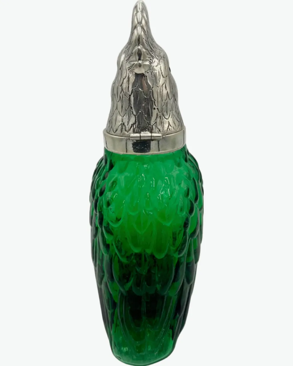 Vintage Novelty Parrot Claret Jug Decanter Green Glass Silverplate sold by J. Press product image thumbnail 5