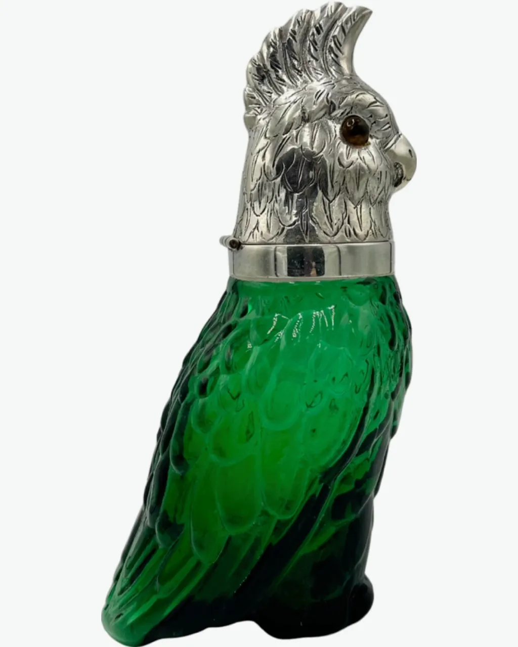 Vintage Novelty Parrot Claret Jug Decanter Green Glass Silverplate sold by J. Press product image thumbnail 2