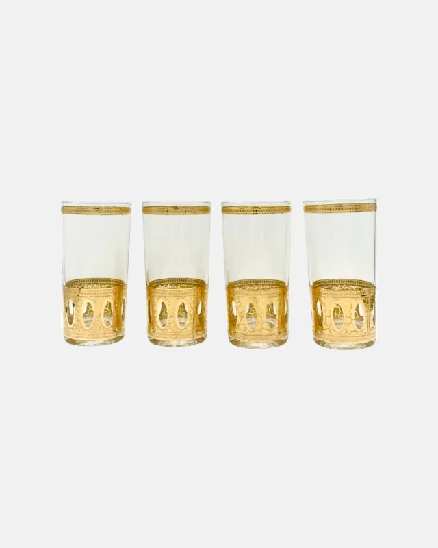 Vintage Set 4 Culver Antigua 22k Gold Highball Glasses made by J. Press