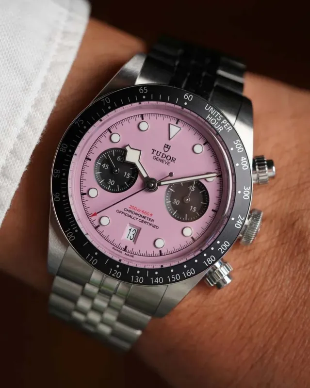 TUDOR Pink Black Bay Chrono M79360N-0019 Full Set Unpolished made by J. Press
