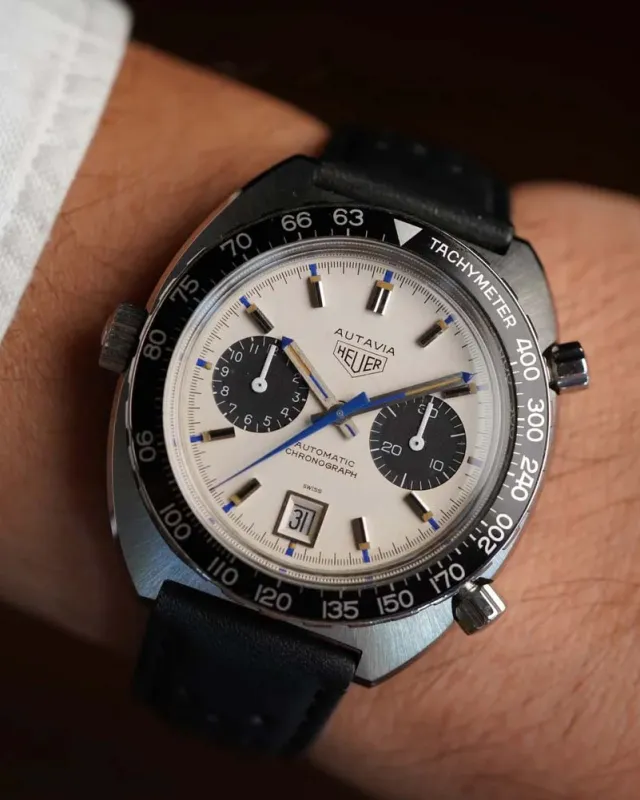 Heuer Autavia 1163T “Siffert” 4th Execution w/ Jo Siffert Card sold by J. Press