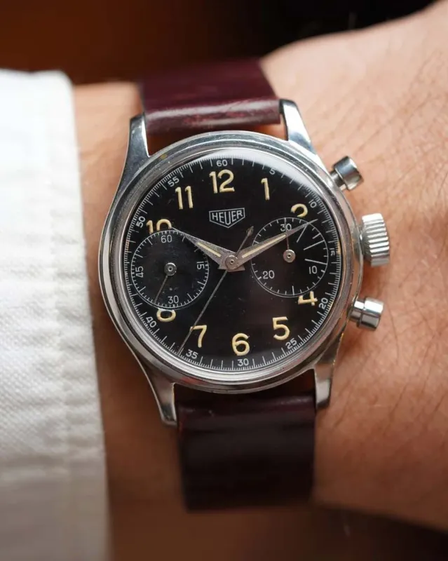 Heuer Chronograph Ref. 2406 Gilt Dial sold by J. Press