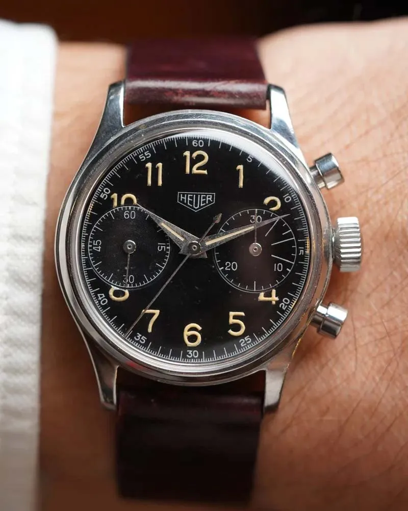 Heuer Chronograph Ref. 2406 Gilt Dial sold by J. Press product image thumbnail 2