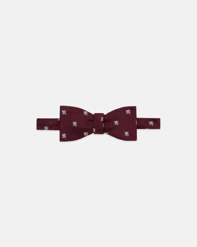 Made-in-UK Burgundy Griffin Club Bow Tie sold by J. Press
