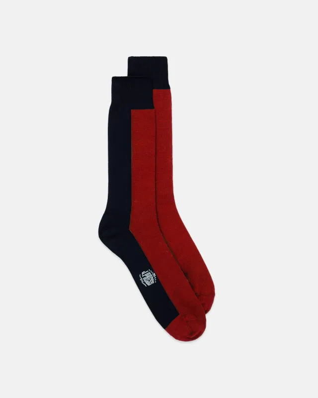 Made-in-Italy Red & Navy Vertical Stripe Cotton Socks sold by J. Press