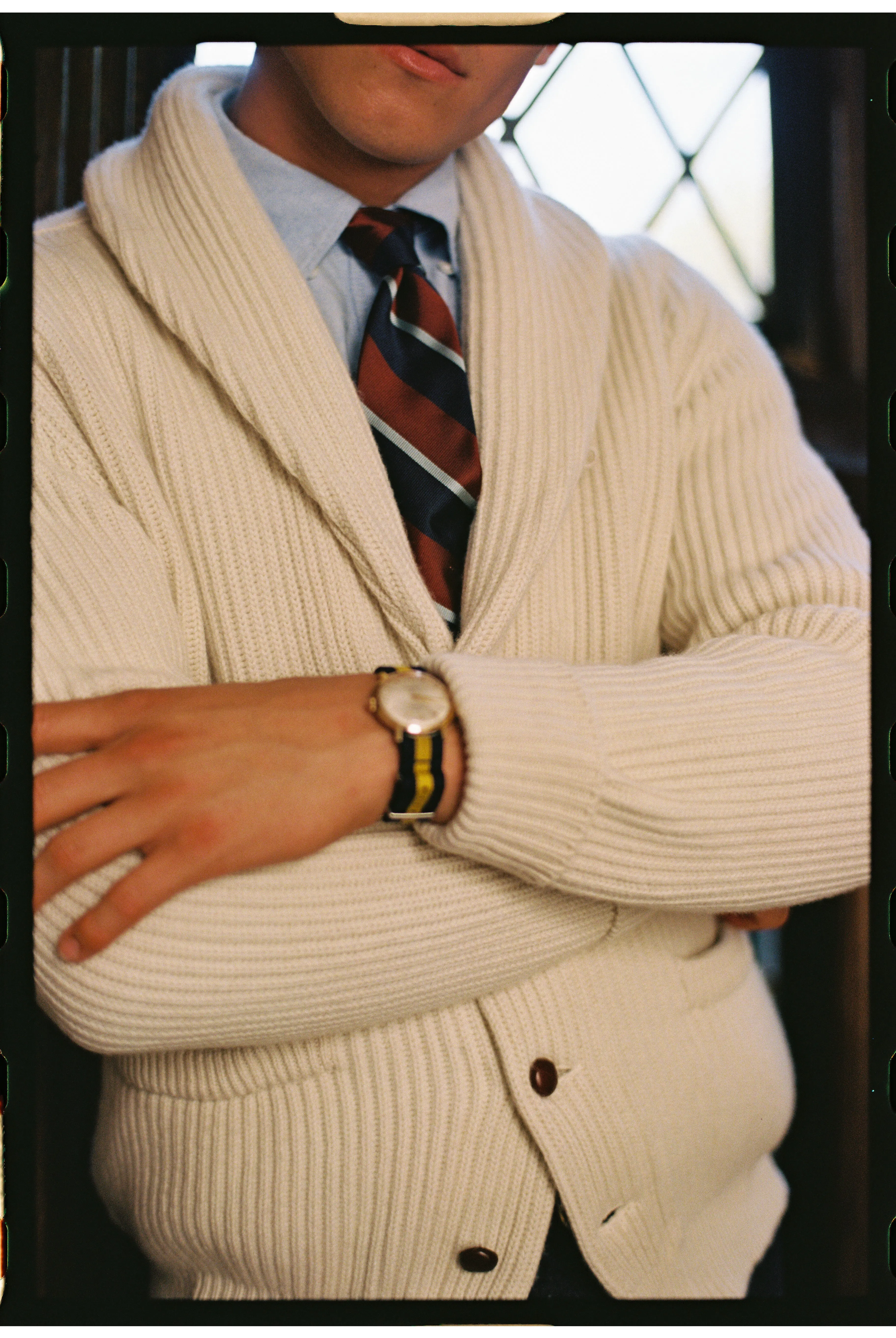 Made-in-Scotland Ivory Cashmere Shawl Collar Cardigan sold by J. Press product image thumbnail 2