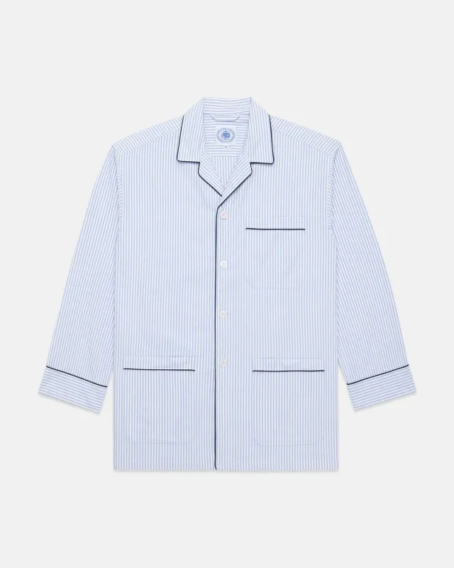 Made-in-Canada Blue University Stripe Cotton Oxford Cloth Pajamas sold by J. Press