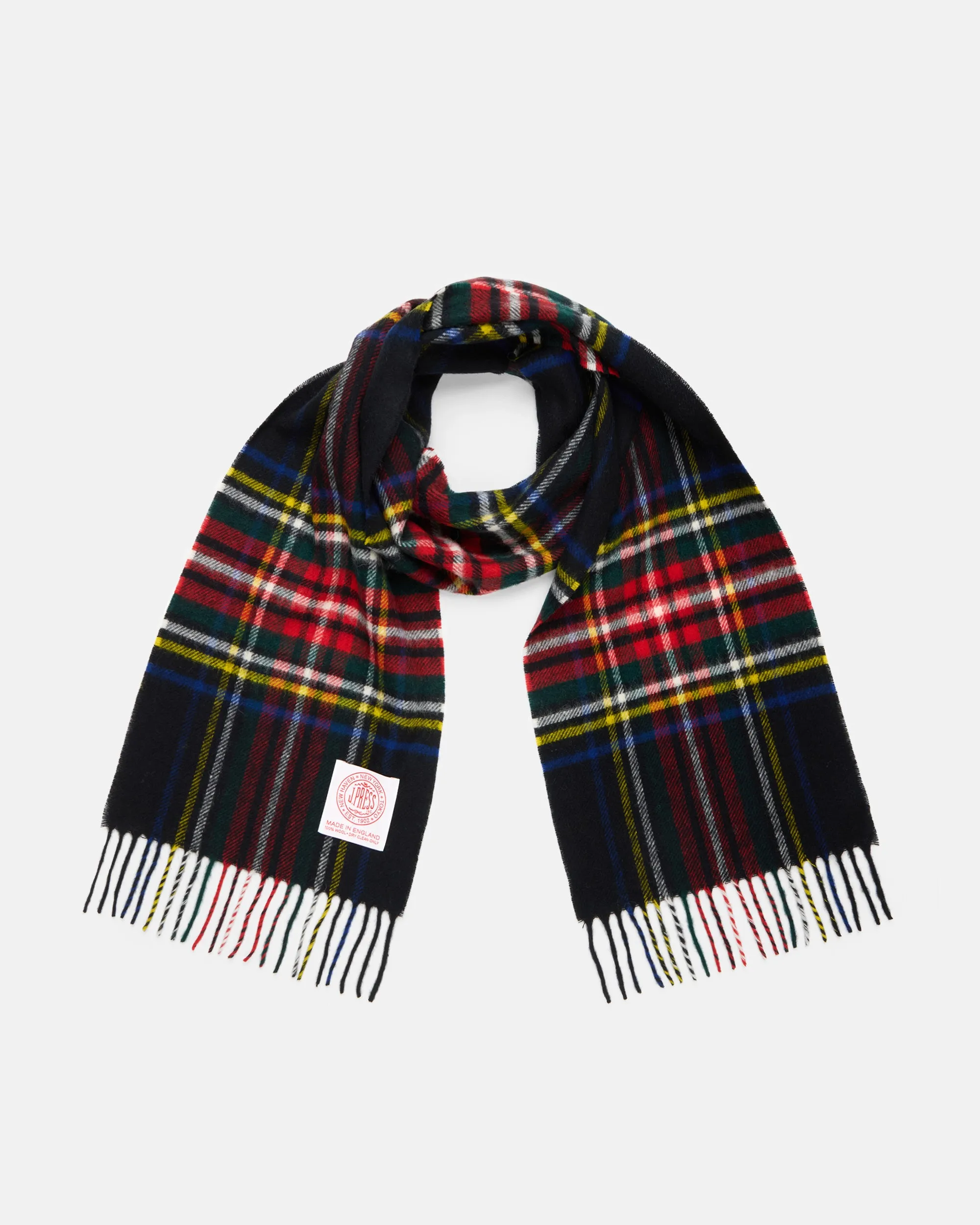 Made-in-England Black Stewart Tartan Merino Wool Scarf sold by J. Press product image thumbnail 2