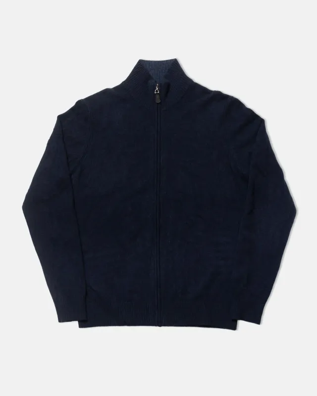 Navy Cashmere Full-Zip Cardigan Sweater - Trim Fit sold by J. Press