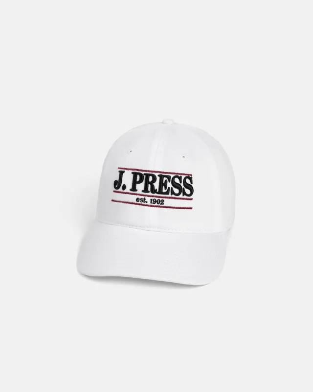 J. PRESS White Three-Bar Dad Hat made by J. Press