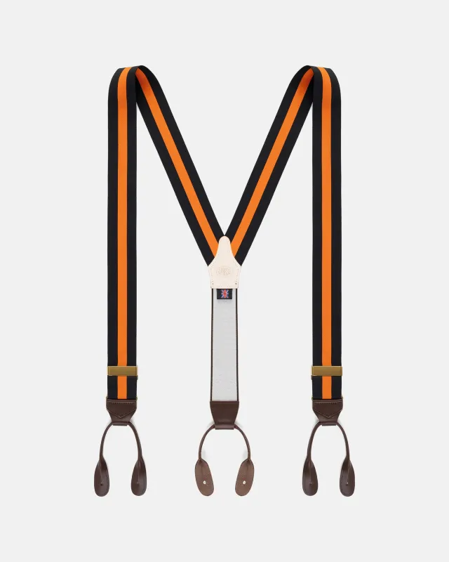 Made-in-England Black & Orange Striped Barathea Braces made by J. Press