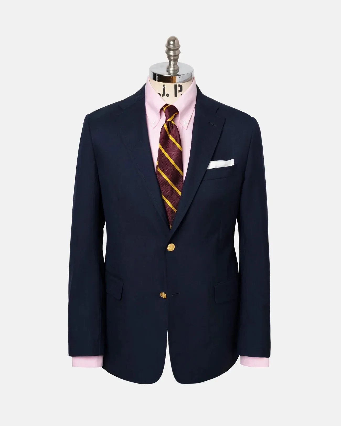 Made-in-USA Two-Button Darted Solid Navy Tropical Wool Blazer - Custom Make sold by J. Press