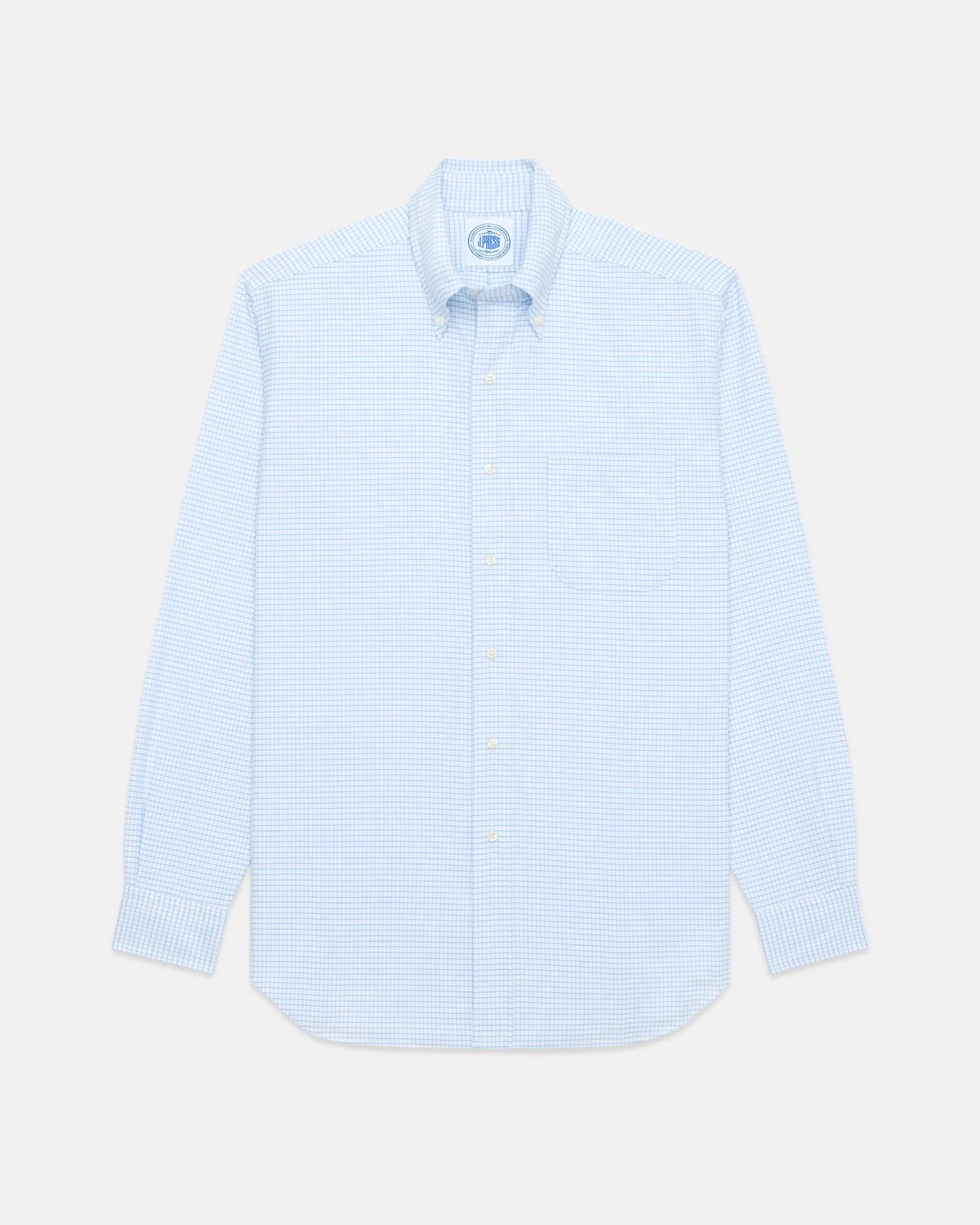 Made-in-USA Light Blue Tattersall Oxford Cloth Button Down Shirt - Classic Fit sold by J. Press product image thumbnail 2