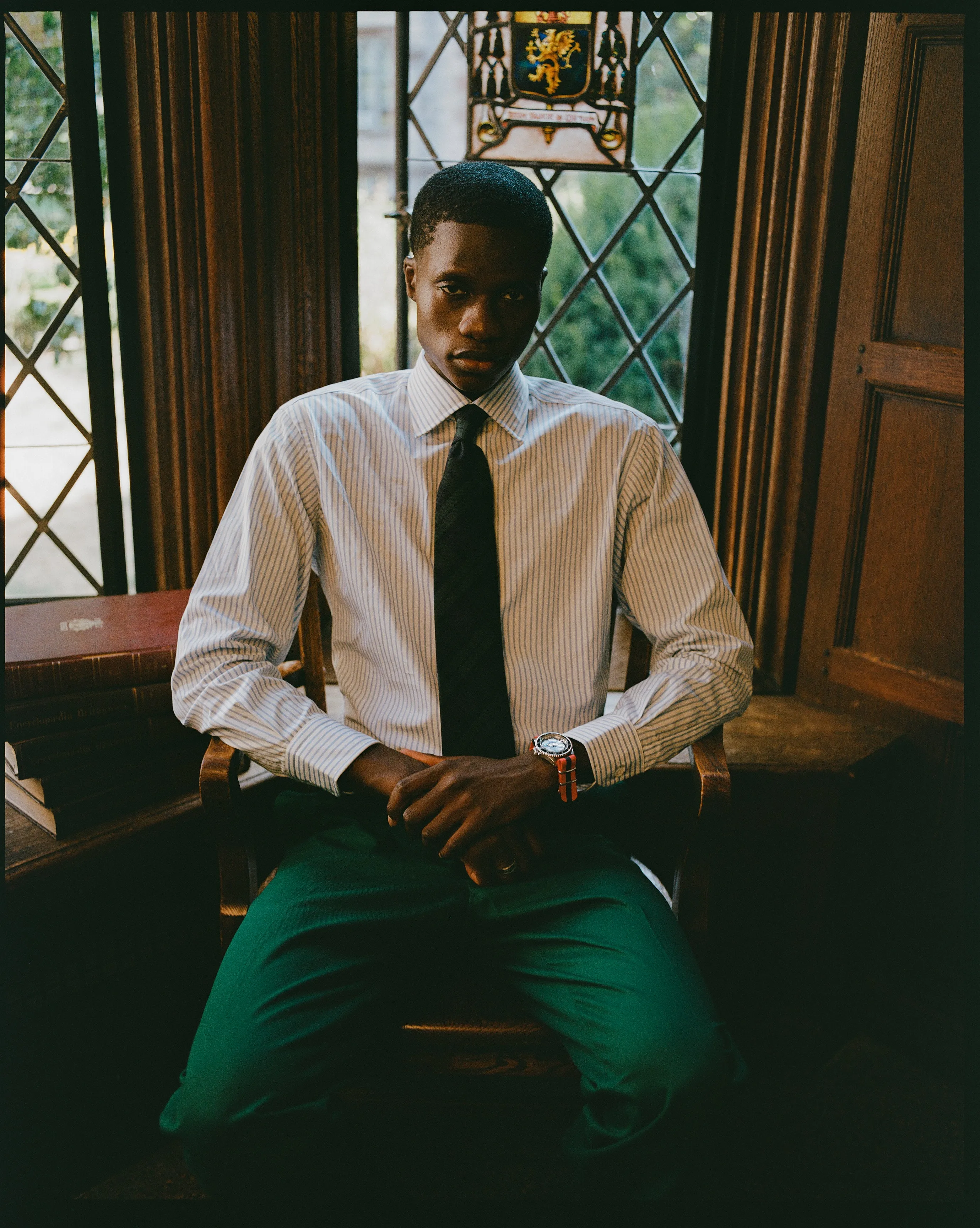 Made-in-USA Thomas Mason Light Blue Butcher Stripe Poplin Dress Shirt - Classic Fit sold by J. Press product image thumbnail 4