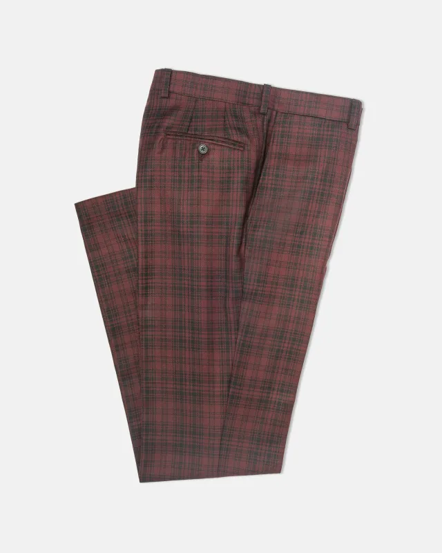 Made-in-Canada Red & Black Tartan Wool Trouser sold by J. Press